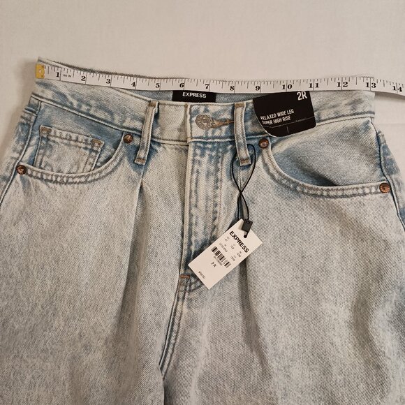 Express Light Denim Relaxed Wide Leg Super High Rise Cotton Jeans Women’s 2R NWT - Picture 11 of 15